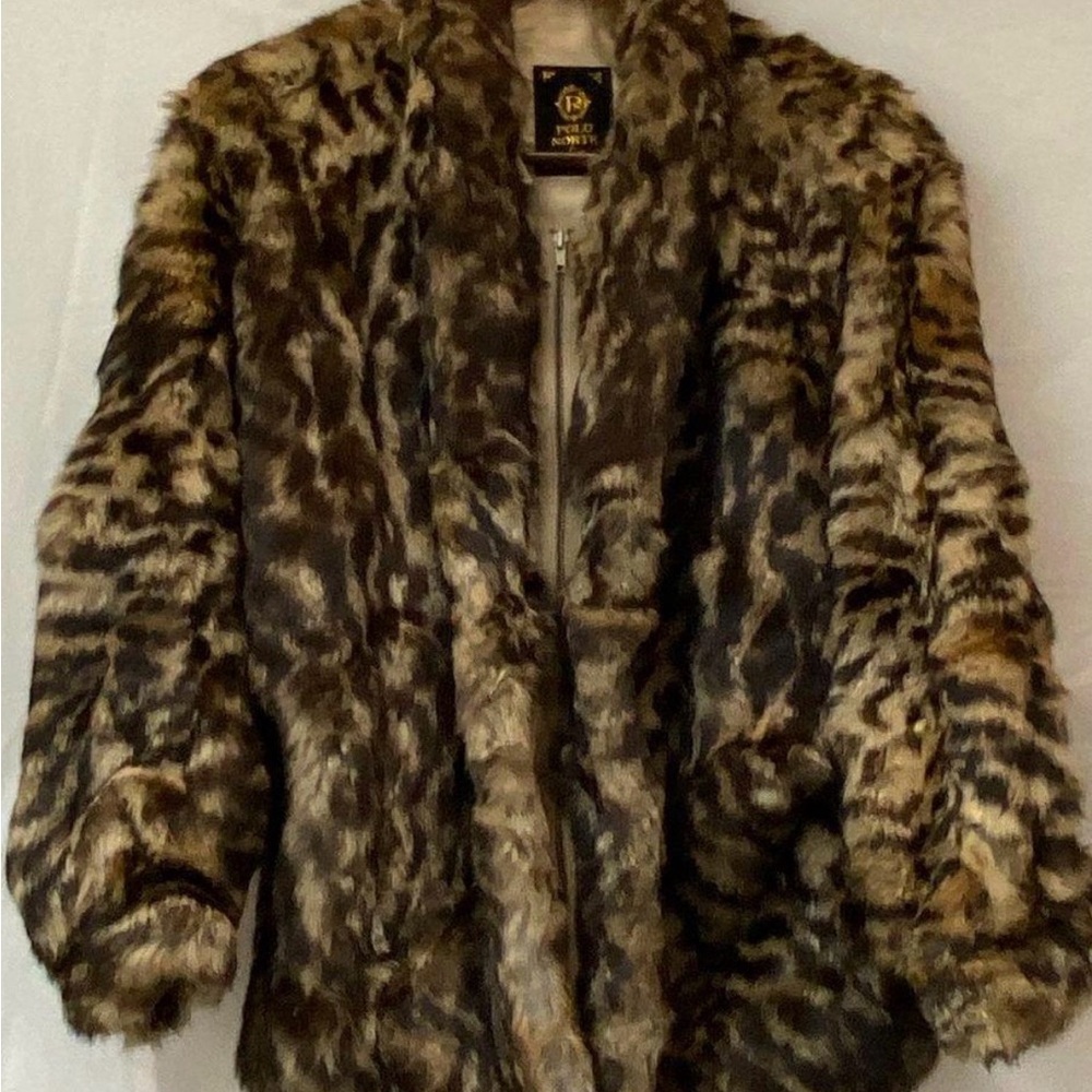 Vintage polo Norte dyed authentic rabbit fur Animal Print Jacket